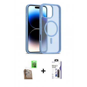 MARSİLYAN™- iPhone 16 Pro Max Kılıf Siluet Minimal Prime - Siyah Bilvis 3X AR Hayalet Cam Ekran Koruyucu + Raze Metal Kamera Lens - CLTM