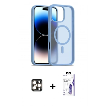 MARSİLYAN™- iPhone 16 Pro Max Kılıf Siluet Minimal Prime - Siyah Bilvis 3X AR HD Cam Ekran Koruyucu + PVD Metal Kamera Lens - GD