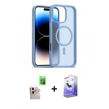 MARSİLYAN™- iPhone 16 Pro Max Kılıf Siluet Minimal Prime - Siyah Bilvis 5in1 5D Magic Hayalet Cam Ekran Koruyucu + Raze Metal Kamera Lens - NLGY