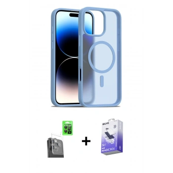 MARSİLYAN™- iPhone 16 Pro Max Kılıf Siluet Minimal Prime - Siyah Bilvis 5in1 5D Magic Hayalet Cam Ekran Koruyucu + Raze Metal Kamera Lens - SH