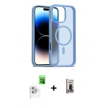 MARSİLYAN™- iPhone 16 Pro Max Kılıf Siluet Minimal Prime - Siyah Bilvis Hayalet Cam Ekran Koruyucu + Raze Metal Kamera Lens - BZ
