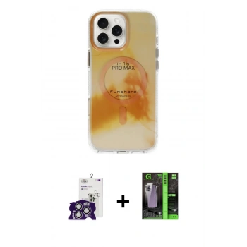 MARSİLYAN™- iPhone 16 Pro Max Kılıf Ufuk Doku Prime - Şeffaf 360 Full Body Arka Koruyucu + Bilvis Titan Kamera Lens - GS