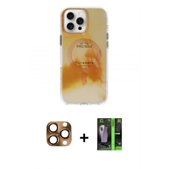 MARSİLYAN™- iPhone 16 Pro Max Kılıf Ufuk Doku Prime - Şeffaf 360 Full Body Arka Koruyucu + Pers Alüminyum Kamera Lens - CLTM
