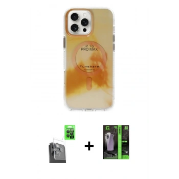 MARSİLYAN™- iPhone 16 Pro Max Kılıf Ufuk Doku Prime - Şeffaf 360 Full Body Arka Koruyucu + Raze Metal Kamera Lens - SH