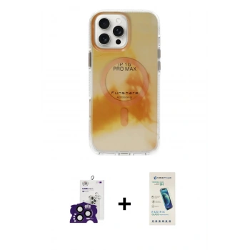 MARSİLYAN™- iPhone 16 Pro Max Kılıf Ufuk Doku Prime - Şeffaf Pasifik Cam Ekran Koruyucu + Bilvis Titan Kamera Lens - SH