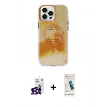 MARSİLYAN™- iPhone 16 Pro Max Kılıf Ufuk Doku Prime - Şeffaf Pasifik Cam Ekran Koruyucu + Bilvis Titan Kamera Lens - TMGI