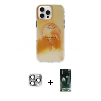 MARSİLYAN™- iPhone 16 Pro Max Kılıf Ufuk Doku Prime - Siyah 360 Mat Full Body Arka Koruyucu + Pers Alüminyum Kamera Lens - GI