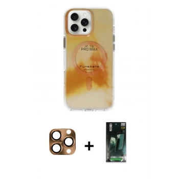 MARSİLYAN™- iPhone 16 Pro Max Kılıf Ufuk Doku Prime - Siyah 360 Mat Full Body Arka Koruyucu + Pers Alüminyum Kamera Lens - CLTM