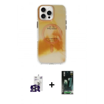 MARSİLYAN™- iPhone 16 Pro Max Kılıf Ufuk Doku Prime - Siyah 360 Mat Full Body Arka Koruyucu + Bilvis Titan Kamera Lens - TMGI