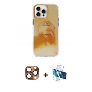 MARSİLYAN™- iPhone 16 Pro Max Kılıf Ufuk Doku Prime - Siyah 3D Antistatik Cam Ekran Koruyucu + Pers Alüminyum Kamera Lens - CLTM