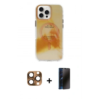 MARSİLYAN™- iPhone 16 Pro Max Kılıf Ufuk Doku Prime - Siyah 3D Antistatik Hayalet Cam Ekran Koruyucu + Pers Alüminyum Kamera Lens - CLTM