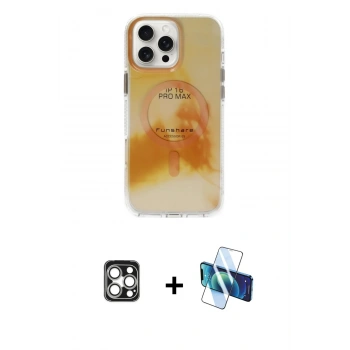 MARSİLYAN™- iPhone 16 Pro Max Kılıf Ufuk Doku Prime - Siyah 3D Antistatik Seramik Nano Ekran Koruyucu + PVD Metal Kamera Lens - GS