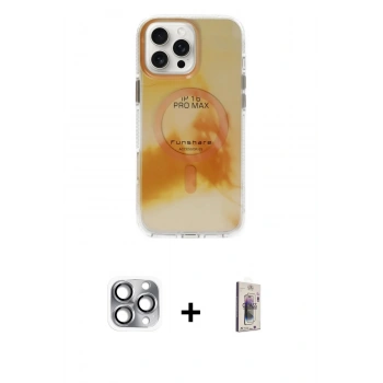 MARSİLYAN™- iPhone 16 Pro Max Kılıf Ufuk Doku Prime - Siyah Bilvis 3D Cam Ekran Koruyucu + Pers Alüminyum Kamera Lens - GI