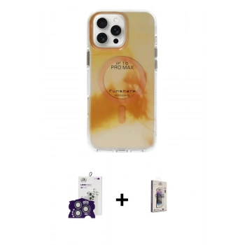 MARSİLYAN™- iPhone 16 Pro Max Kılıf Ufuk Doku Prime - Siyah Bilvis 3D Cam Ekran Koruyucu + Bilvis Titan Kamera Lens - GS