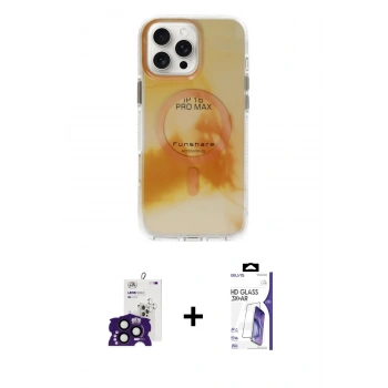 MARSİLYAN™- iPhone 16 Pro Max Kılıf Ufuk Doku Prime - Siyah Bilvis 3X AR HD Cam Ekran Koruyucu + Bilvis Titan Kamera Lens - SH