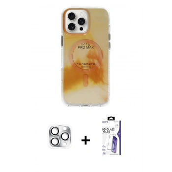 MARSİLYAN™- iPhone 16 Pro Max Kılıf Ufuk Doku Prime - Siyah Bilvis 3X AR HD Cam Ekran Koruyucu + Pers Alüminyum Kamera Lens - GS
