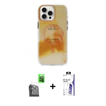 MARSİLYAN™- iPhone 16 Pro Max Kılıf Ufuk Doku Prime - Siyah Bilvis 3X AR HD Cam Ekran Koruyucu + Raze Metal Kamera Lens - SH