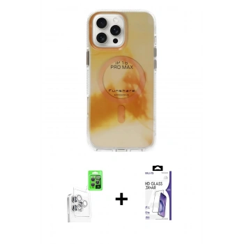 MARSİLYAN™- iPhone 16 Pro Max Kılıf Ufuk Doku Prime - Siyah Bilvis 3X AR HD Cam Ekran Koruyucu + Raze Metal Kamera Lens - BZ