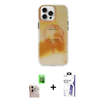 MARSİLYAN™- iPhone 16 Pro Max Kılıf Ufuk Doku Prime - Siyah Bilvis 3X AR HD Cam Ekran Koruyucu + Raze Metal Kamera Lens - NLGY