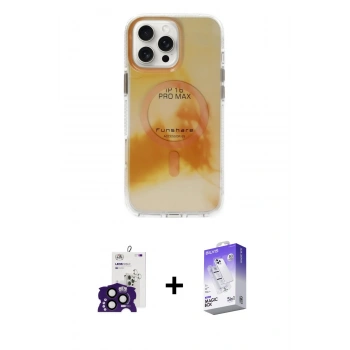 MARSİLYAN™- iPhone 16 Pro Max Kılıf Ufuk Doku Prime - Siyah Bilvis 5in1 3D Magic Cam Ekran Koruyucu + Bilvis Titan Kamera Lens - SH