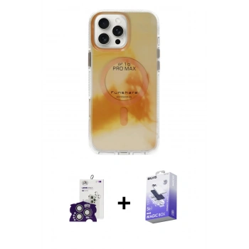 MARSİLYAN™- iPhone 16 Pro Max Kılıf Ufuk Doku Prime - Siyah Bilvis 5in1 5D Magic Hayalet Cam Ekran Koruyucu + Bilvis Titan Kamera Lens - GS