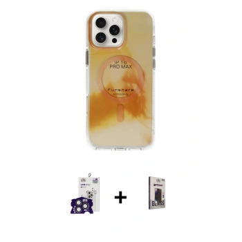 MARSİLYAN™- iPhone 16 Pro Max Kılıf Ufuk Doku Prime - Siyah Bilvis Hayalet Cam Ekran Koruyucu + Bilvis Titan Kamera Lens - TMGI