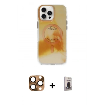 MARSİLYAN™- iPhone 16 Pro Max Kılıf Ufuk Doku Prime - Siyah Bilvis Hayalet Cam Ekran Koruyucu + Pers Alüminyum Kamera Lens - CLTM