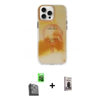 MARSİLYAN™- iPhone 16 Pro Max Kılıf Ufuk Doku Prime - Siyah Bilvis Hayalet Cam Ekran Koruyucu + Raze Metal Kamera Lens - SH