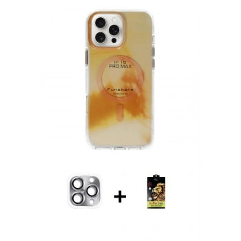 MARSİLYAN™- iPhone 16 Pro Max Kılıf Ufuk Doku Prime - Siyah Buffer Cam Ekran Koruyucu + Pers Alüminyum Kamera Lens - GI