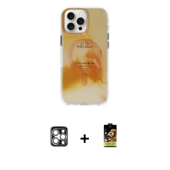 MARSİLYAN™- iPhone 16 Pro Max Kılıf Ufuk Doku Prime - Siyah Buffer Cam Ekran Koruyucu + PVD Metal Kamera Lens - GS