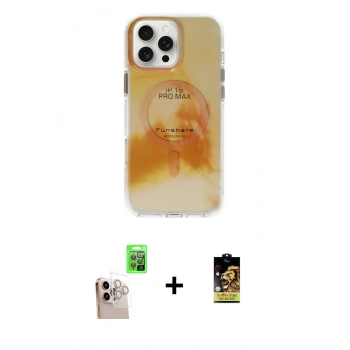 MARSİLYAN™- iPhone 16 Pro Max Kılıf Ufuk Doku Prime - Siyah Buffer Cam Ekran Koruyucu + Raze Metal Kamera Lens - NLGY