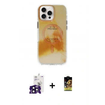 MARSİLYAN™- iPhone 16 Pro Max Kılıf Ufuk Doku Prime - Siyah Buffer Cam Ekran Koruyucu + Bilvis Titan Kamera Lens - SH