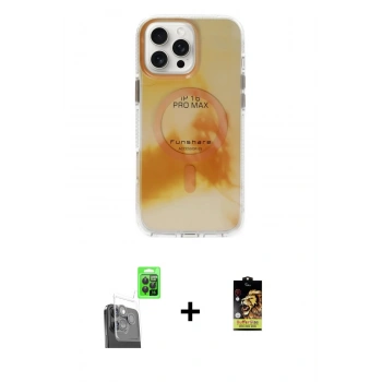 MARSİLYAN™- iPhone 16 Pro Max Kılıf Ufuk Doku Prime - Siyah Buffer Cam Ekran Koruyucu + Raze Metal Kamera Lens - SH