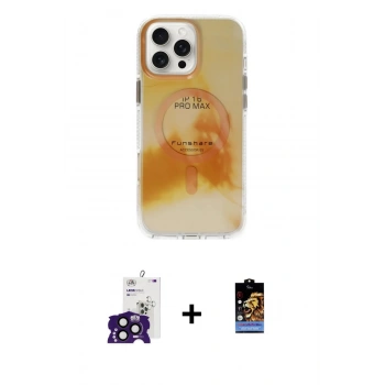 MARSİLYAN™- iPhone 16 Pro Max Kılıf Ufuk Doku Prime - Siyah Buffer Hayalet Cam Ekran Koruyucu + Bilvis Titan Kamera Lens - SH