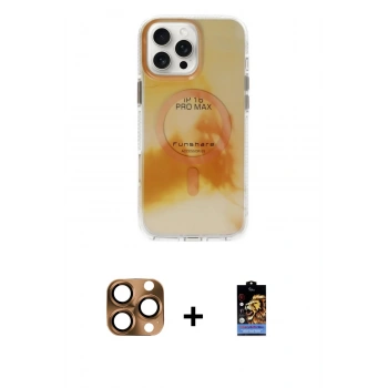MARSİLYAN™- iPhone 16 Pro Max Kılıf Ufuk Doku Prime - Siyah Buffer Hayalet Cam Ekran Koruyucu + Pers Alüminyum Kamera Lens - CLTM