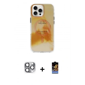 MARSİLYAN™- iPhone 16 Pro Max Kılıf Ufuk Doku Prime - Siyah Buffer Hayalet Cam Ekran Koruyucu + Pers Alüminyum Kamera Lens - GI