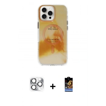 MARSİLYAN™- iPhone 16 Pro Max Kılıf Ufuk Doku Prime - Siyah Buffer Hayalet Cam Ekran Koruyucu + Pers Alüminyum Kamera Lens - GS