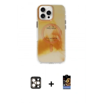 MARSİLYAN™- iPhone 16 Pro Max Kılıf Ufuk Doku Prime - Siyah Buffer Hayalet Cam Ekran Koruyucu + PVD Metal Kamera Lens - GD