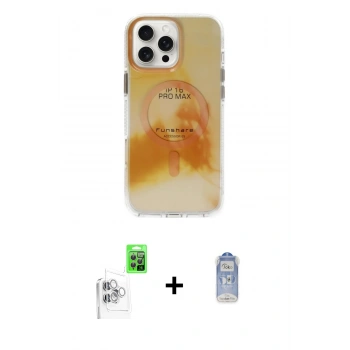 MARSİLYAN™- iPhone 16 Pro Max Kılıf Ufuk Doku Prime - Siyah Joko Magic 5D Cam + Raze Metal Kamera Lens - BZ