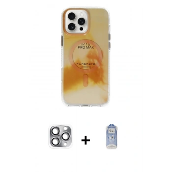 MARSİLYAN™- iPhone 16 Pro Max Kılıf Ufuk Doku Prime - Siyah Joko Magic 5D Cam + Pers Alüminyum Kamera Lens - GI
