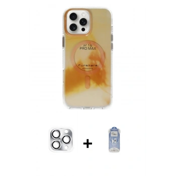 MARSİLYAN™- iPhone 16 Pro Max Kılıf Ufuk Doku Prime - Siyah Joko Magic 5D Cam + Pers Alüminyum Kamera Lens - GS