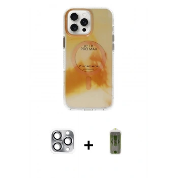 MARSİLYAN™- iPhone 16 Pro Max Kılıf Ufuk Doku Prime - Siyah Joko Magic 5D Hayalet Cam + Pers Alüminyum Kamera Lens - GI