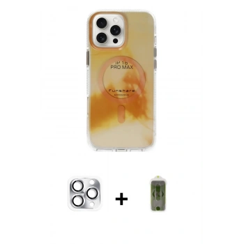 MARSİLYAN™- iPhone 16 Pro Max Kılıf Ufuk Doku Prime - Siyah Joko Magic 5D Hayalet Cam + Pers Alüminyum Kamera Lens - GS