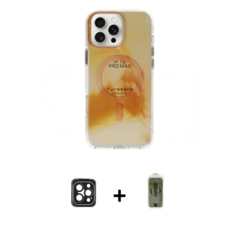 MARSİLYAN™- iPhone 16 Pro Max Kılıf Ufuk Doku Prime - Siyah Joko Magic 5D Hayalet Cam + PVD Metal Kamera Lens - SH