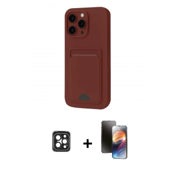 MARSİLYAN™- iPhone 16 Pro Max Kılıf Vadi Çizgi Prime - Siyah 3D Antistatik Mat Seramik Nano Ekran Koruyucu + PVD Metal Kamera Lens - SH