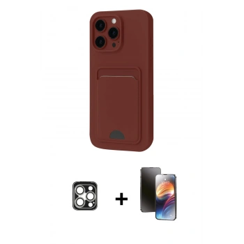 MARSİLYAN™- iPhone 16 Pro Max Kılıf Vadi Çizgi Prime - Siyah 3D Antistatik Mat Seramik Nano Ekran Koruyucu + PVD Metal Kamera Lens - GS