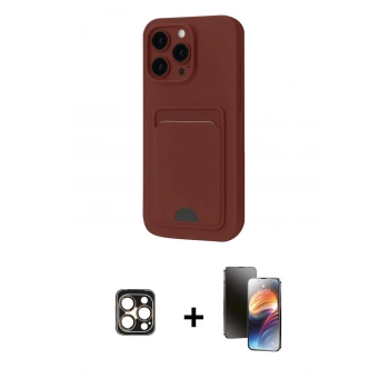 MARSİLYAN™- iPhone 16 Pro Max Kılıf Vadi Çizgi Prime - Siyah 3D Antistatik Mat Seramik Nano Ekran Koruyucu + PVD Metal Kamera Lens - GD
