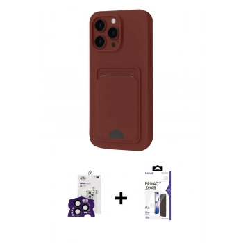 MARSİLYAN™- iPhone 16 Pro Max Kılıf Vadi Çizgi Prime - Siyah Bilvis 3X AR Hayalet Cam Ekran Koruyucu + Bilvis Titan Kamera Lens - SH