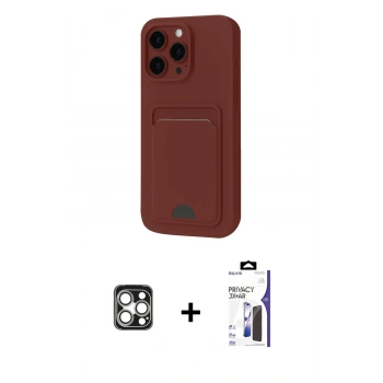MARSİLYAN™- iPhone 16 Pro Max Kılıf Vadi Çizgi Prime - Siyah Bilvis 3X AR Hayalet Cam Ekran Koruyucu + PVD Metal Kamera Lens - GS