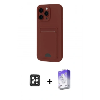 MARSİLYAN™- iPhone 16 Pro Max Kılıf Vadi Çizgi Prime - Siyah Bilvis 5in1 3D Magic Cam Ekran Koruyucu + PVD Metal Kamera Lens - SH
